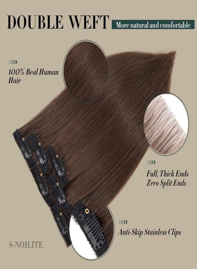 S-noilite Short Hair Extensions Clip ins,S-noilite Short Clip in Hair Extensions Real Human Hair,Mini Hairpieces for Add Volume and Highlights,6 Pieces 31g 10 inch Dark Brown - Image 3